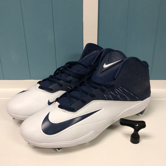 NEW Mens Nike Zoom Code Elite 3/4 TD Football Cleats sz 18 Navy White 603368-140